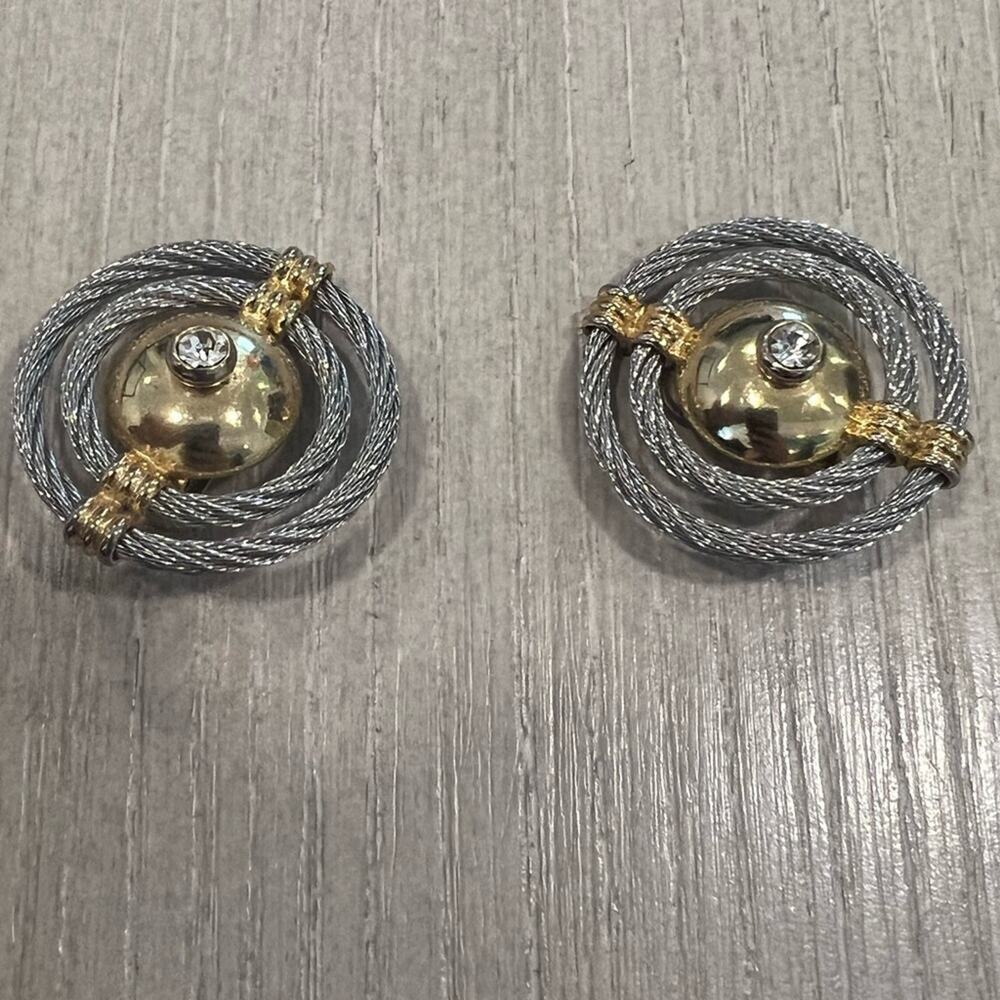 Vintage circle rhinestone clip on earrings